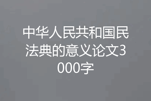 中华人民共和国民法典的意义论文3000字