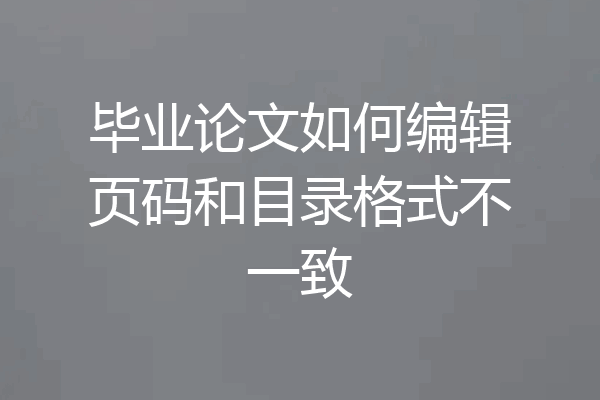 毕业论文如何编辑页码和目录格式不一致