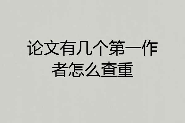 论文有几个第一作者怎么查重