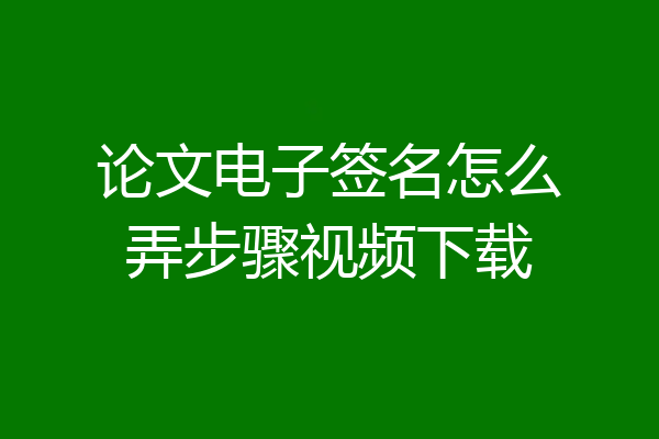 论文电子签名怎么弄步骤视频下载