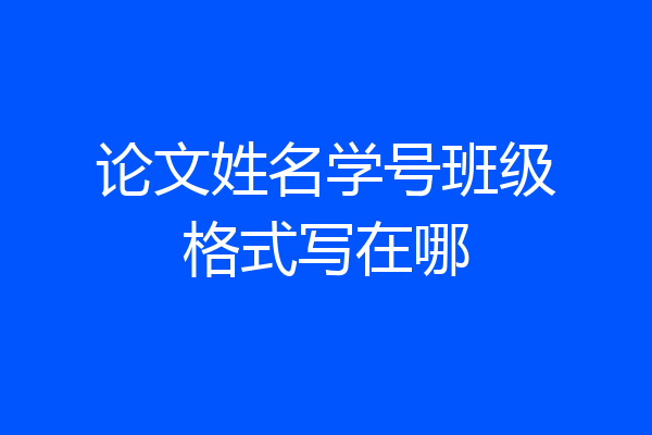 论文姓名学号班级格式写在哪