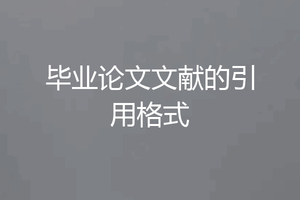 毕业论文文献的引用格式