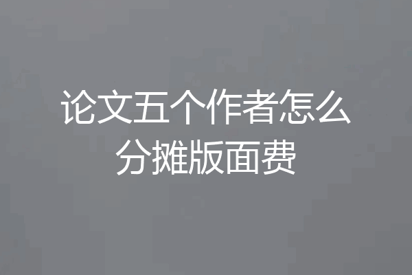 论文五个作者怎么分摊版面费