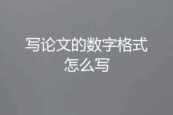 写论文的数字格式怎么写
