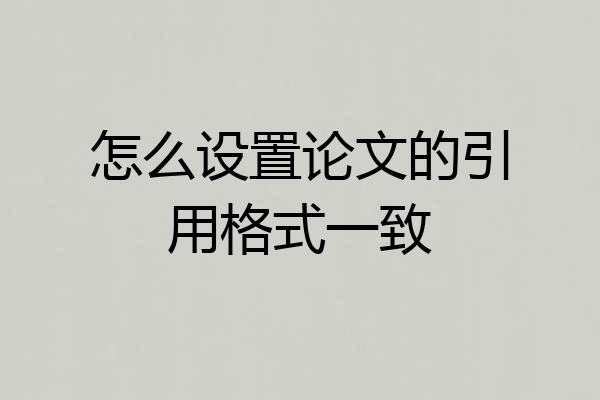 怎么设置论文的引用格式一致
