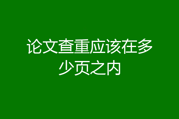 论文查重应该在多少页之内