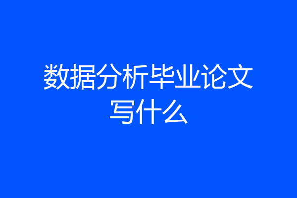 数据分析毕业论文写什么