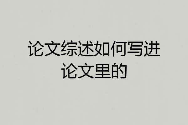 论文综述如何写进论文里的