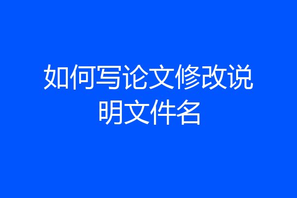 如何写论文修改说明文件名