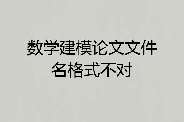 数学建模论文文件名格式不对