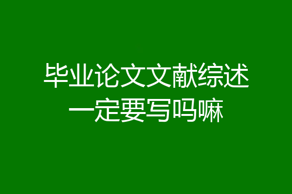 毕业论文文献综述一定要写吗嘛