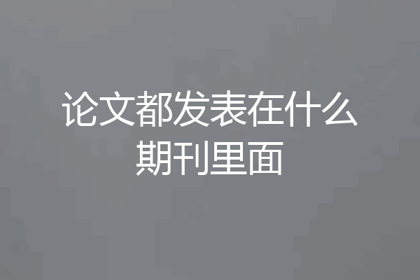 论文都发表在什么期刊里面