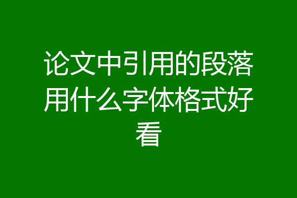 论文中引用的段落用什么字体格式好看
