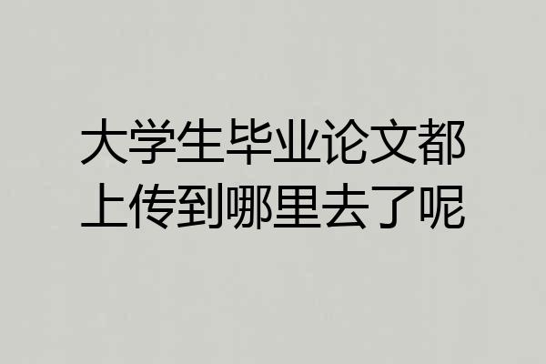大学生毕业论文都上传到哪里去了呢