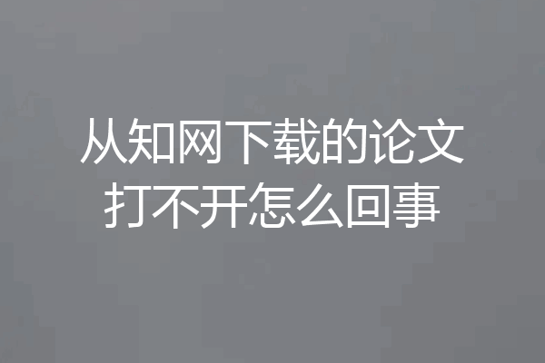 从知网下载的论文打不开怎么回事