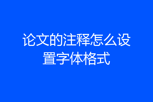 论文的注释怎么设置字体格式