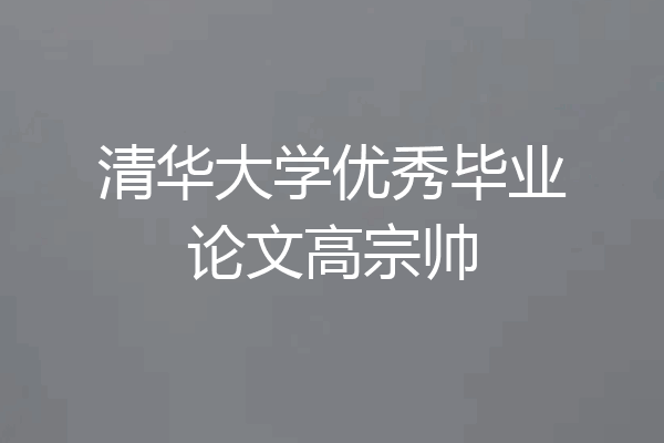 清华大学优秀毕业论文高宗帅
