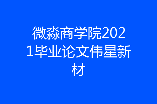 微淼商学院2021毕业论文伟星新材