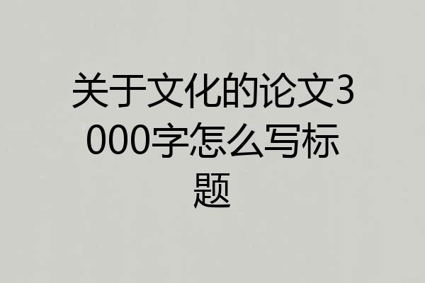 关于文化的论文3000字怎么写标题