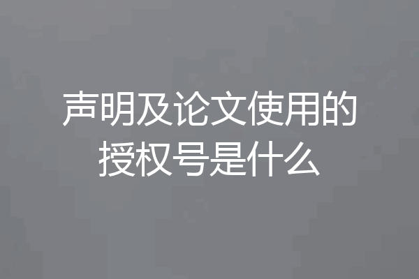 声明及论文使用的授权号是什么