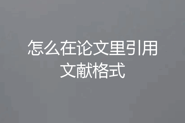 怎么在论文里引用文献格式