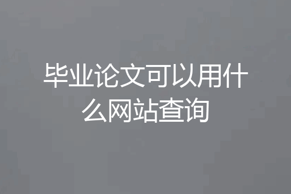 毕业论文可以用什么网站查询