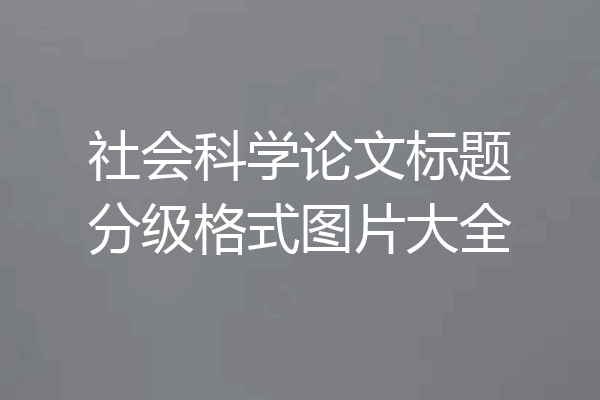 社会科学论文标题分级格式图片大全