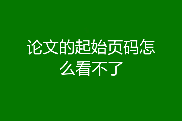 论文的起始页码怎么看不了