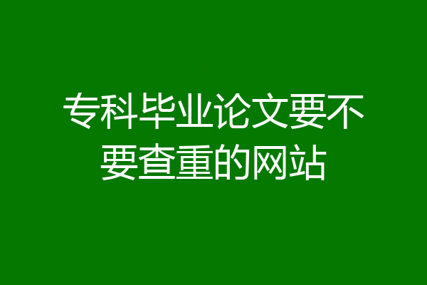 专科毕业论文要不要查重的网站
