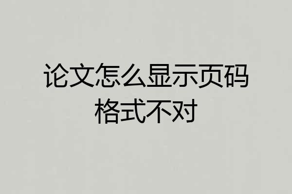 论文怎么显示页码格式不对