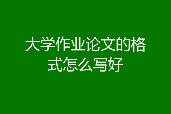 大学作业论文的格式怎么写好