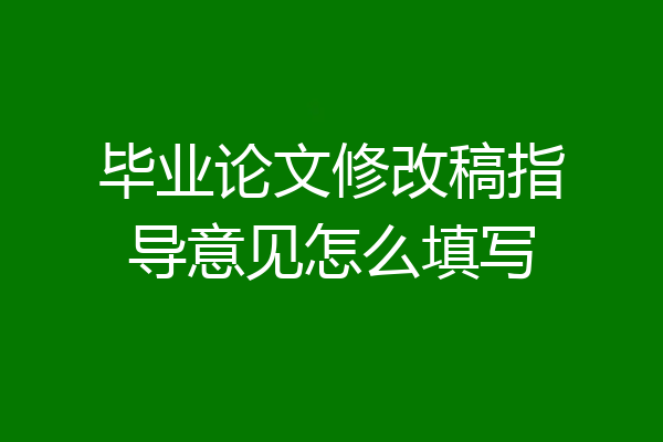 毕业论文修改稿指导意见怎么填写