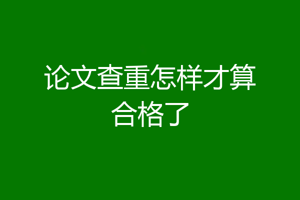 论文查重怎样才算合格了