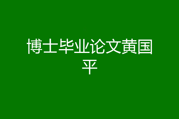 博士毕业论文黄国平
