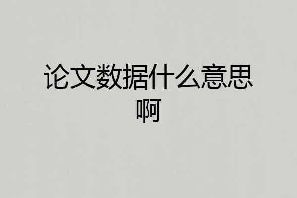 论文数据什么意思啊