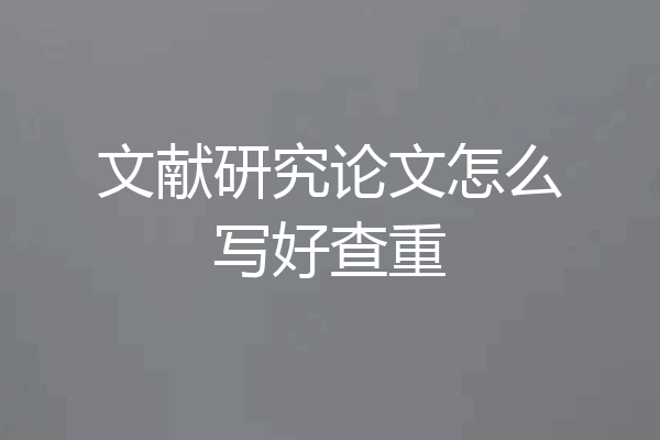 文献研究论文怎么写好查重