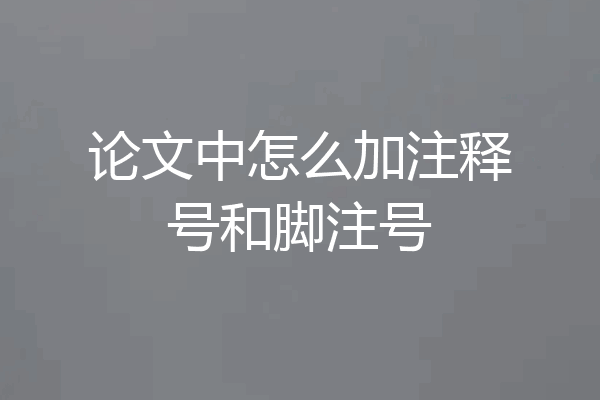 论文中怎么加注释号和脚注号