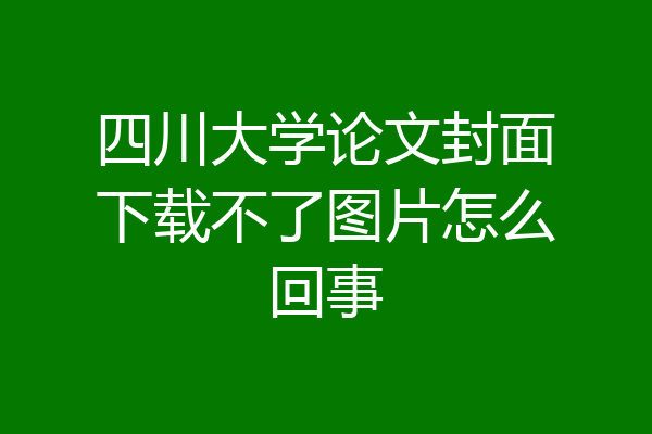 四川大学论文封面下载不了图片怎么回事