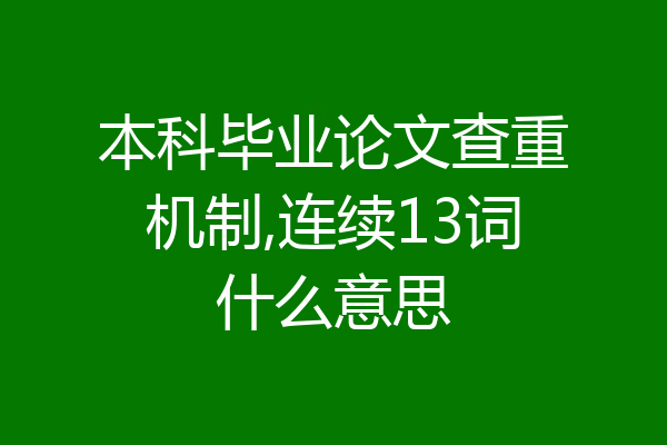 本科毕业论文查重机制,连续13词什么意思