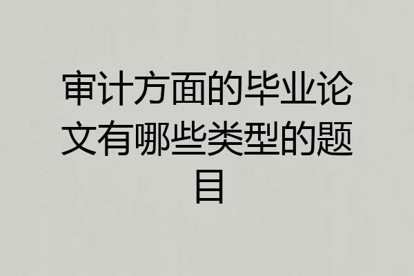审计方面的毕业论文有哪些类型的题目