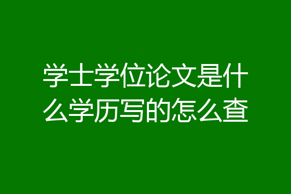 学士学位论文是什么学历写的怎么查