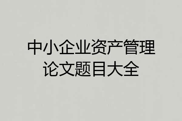 中小企业资产管理论文题目大全