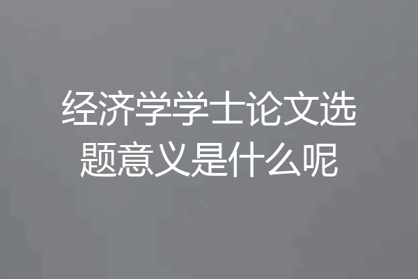 经济学学士论文选题意义是什么呢