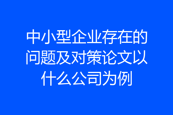 中小型企业存在的问题及对策论文以什么公司为例