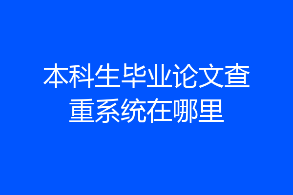 本科生毕业论文查重系统在哪里