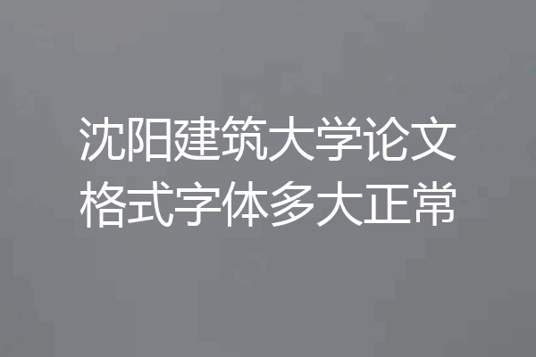 沈阳建筑大学论文格式字体多大正常