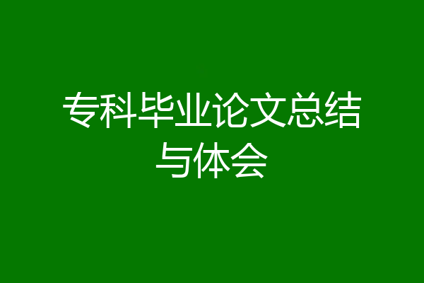 专科毕业论文总结与体会