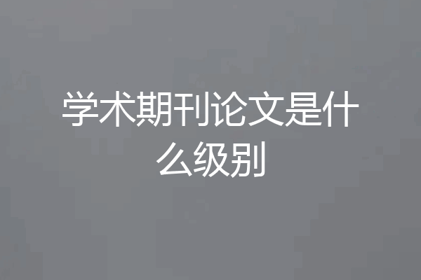 学术期刊论文是什么级别