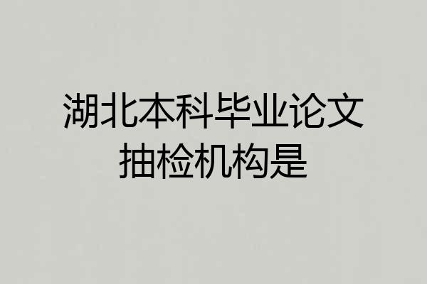 湖北本科毕业论文抽检机构是