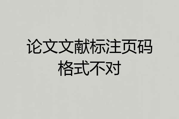 论文文献标注页码格式不对